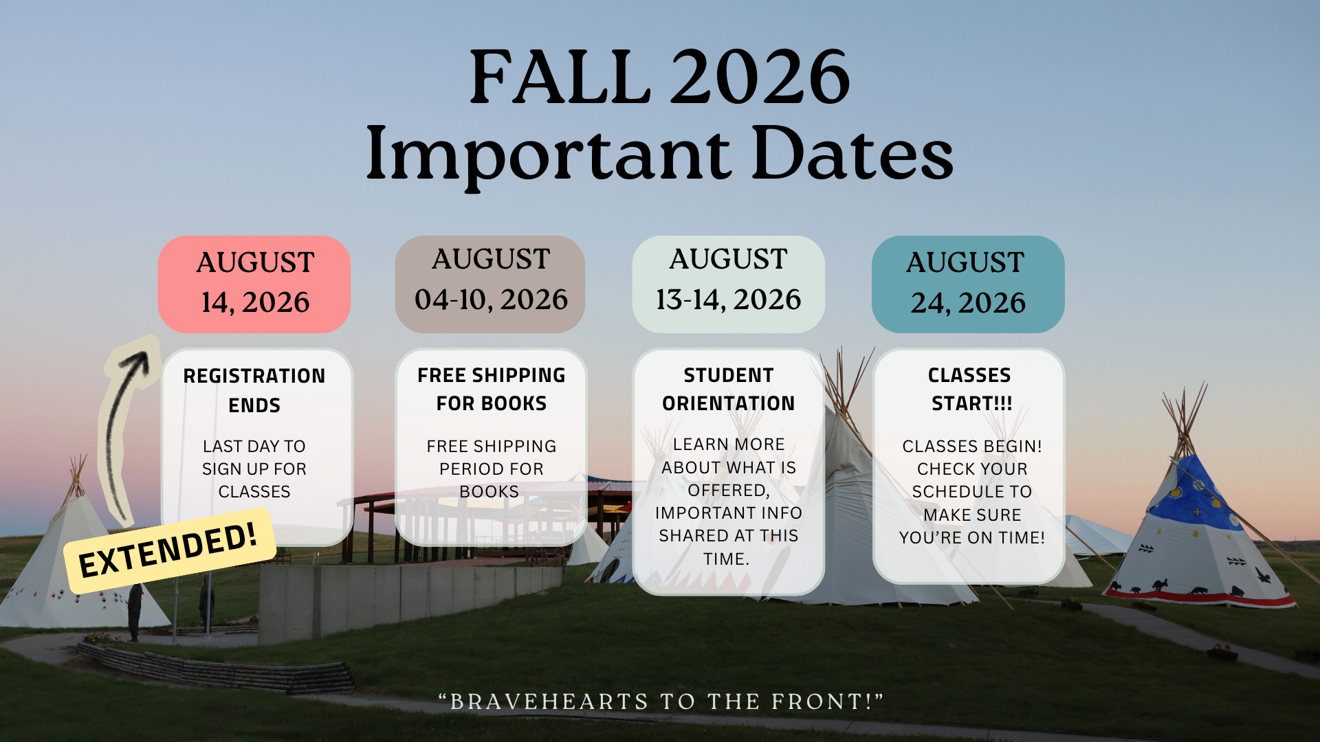 An image showng imort dates for the upcoming Fall semester.