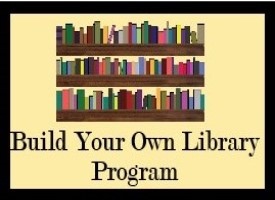 Image of a bookshelf that links to build your own library program.